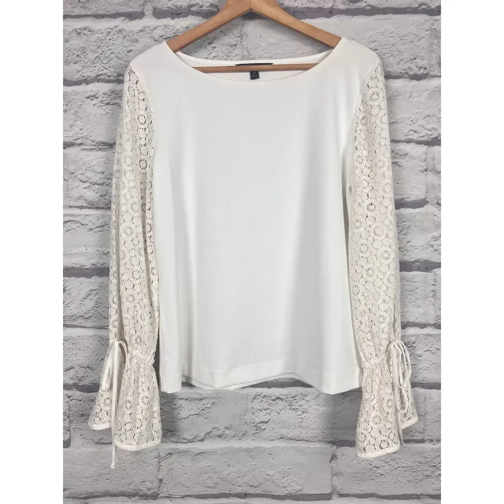 Banana Republic Womens‎ M Feminine Romantic Fairycore Preppy Lace Sleeve Blouse